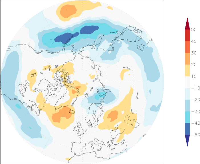 ozone (northern hemisphere) anomaly Summer half year (April-September)  w.r.t. 1981-2010