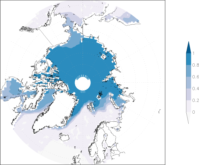 sea ice concentration (Arctic) Winter half year (October-March)  observed values