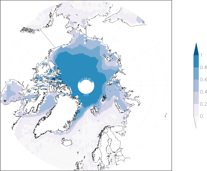 sea ice concentration (Arctic) Summer half year (April-September)  observed values