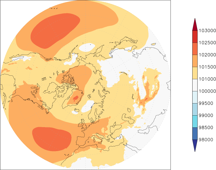 sea-level pressure (northern hemisphere) Summer half year (April-September)  observed values