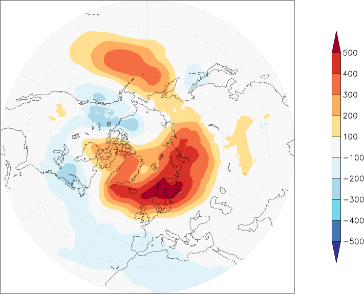sea-level pressure (northern hemisphere) anomaly Winter half year (October-March)  w.r.t. 1981-2010