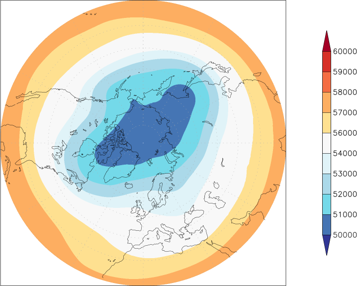 500mb height (northern hemisphere) Winter half year (October-March)  observed values
