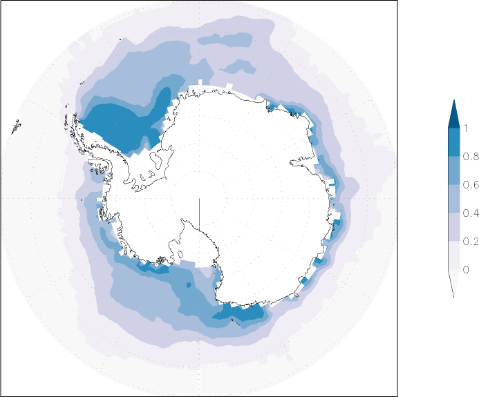 sea ice concentration (Antarctic) Winter half year (October-March)  observed values