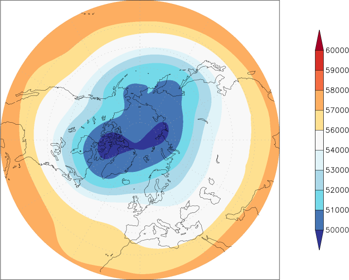 500mb height (northern hemisphere) Winter half year (October-March)  observed values