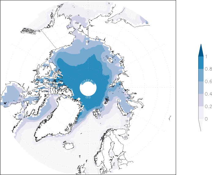 sea ice concentration (Arctic) Summer half year (April-September)  observed values