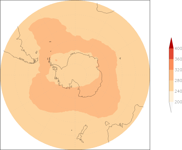 ozone (southern hemisphere) Summer half year (April-September)  observed values