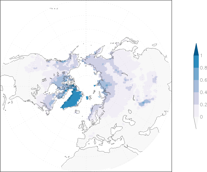 snow cover (northern hemisphere) Summer half year (April-September)  observed values