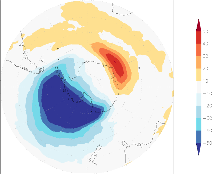 ozone (southern hemisphere) anomaly Winter half year (October-March)  w.r.t. 1981-2010
