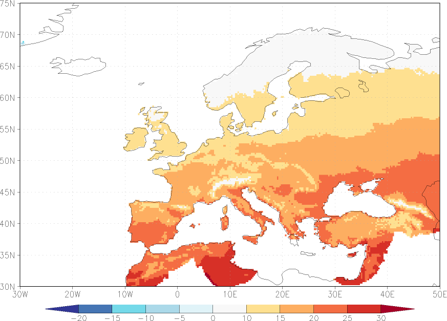 daily mean temperature Summer half year (April-September)  observed values