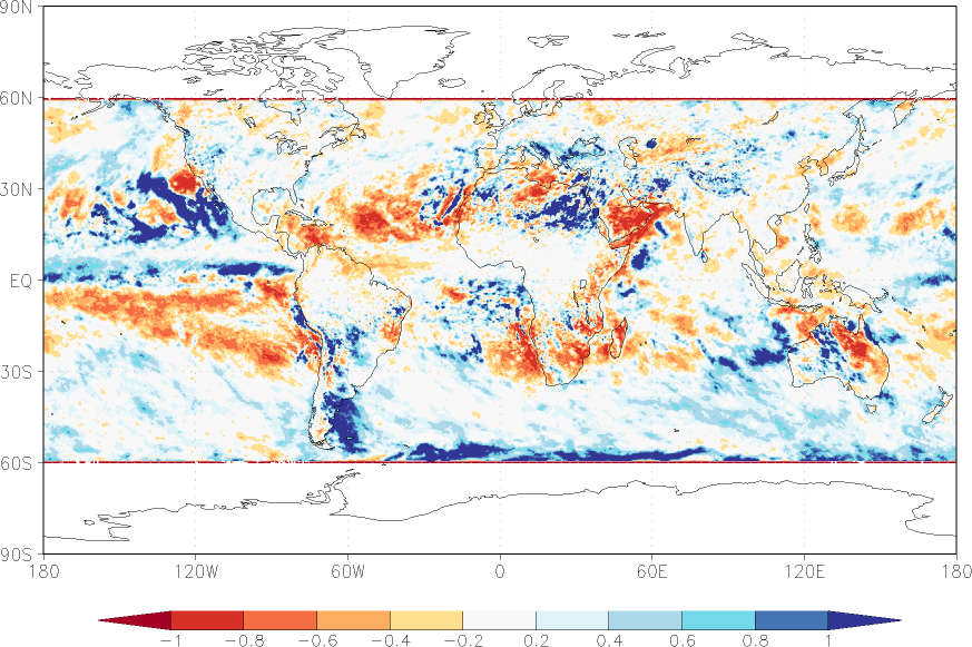 precipitation (satellite) anomaly Summer half year (April-September)  relative anomalies  (-1: dry, 0: normal, 2: three times normal)