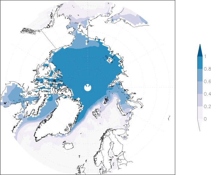 sea ice concentration (Arctic) Winter half year (October-March)  observed values