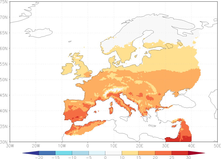daily mean temperature Summer half year (April-September)  observed values