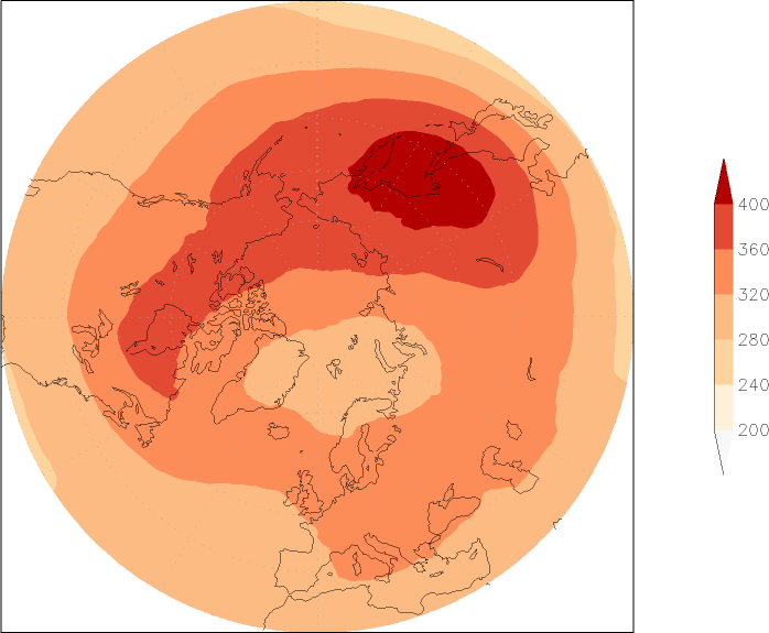 ozone (northern hemisphere) Winter half year (October-March)  observed values