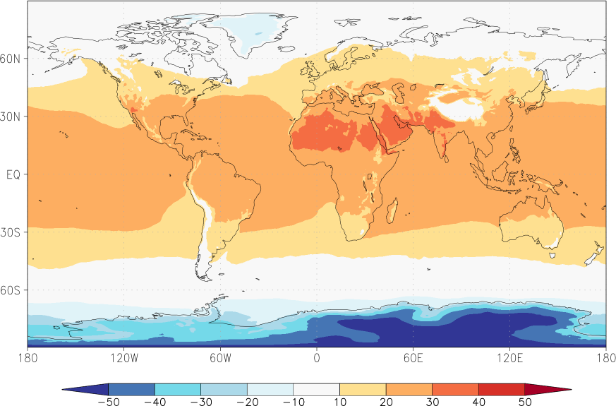 temperature (2m height, world) Summer half year (April-September)  observed values