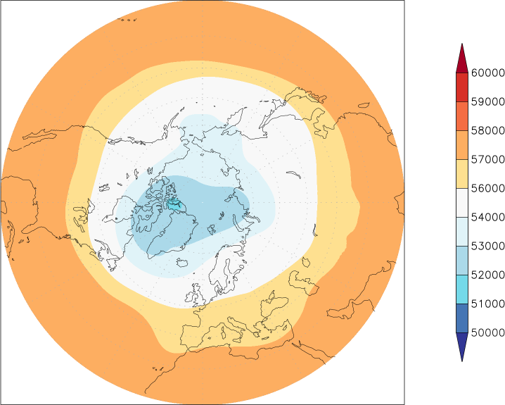 500mb height (northern hemisphere) Summer half year (April-September)  observed values
