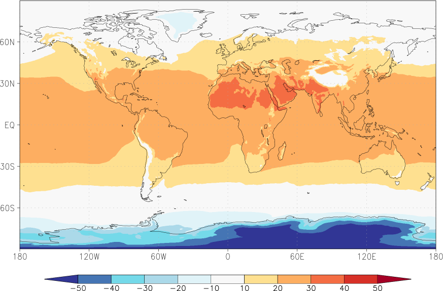temperature (2m height, world) Summer half year (April-September)  observed values