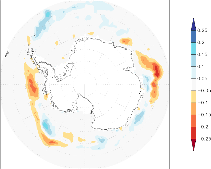sea ice concentration (Antarctic) anomaly Summer half year (April-September)  w.r.t. 1981-2010