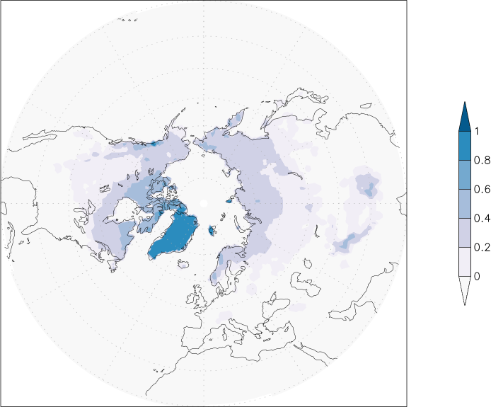 snow cover (northern hemisphere) Summer half year (April-September)  observed values