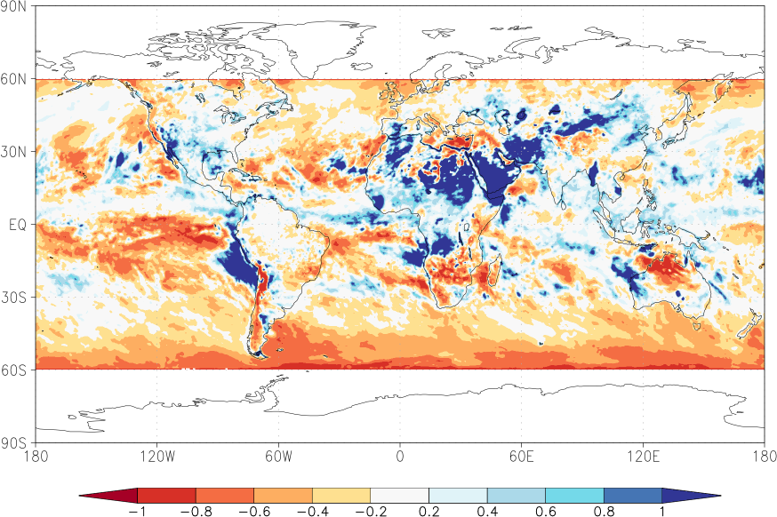 precipitation (satellite) anomaly Summer half year (April-September)  relative anomalies  (-1: dry, 0: normal, 2: three times normal)