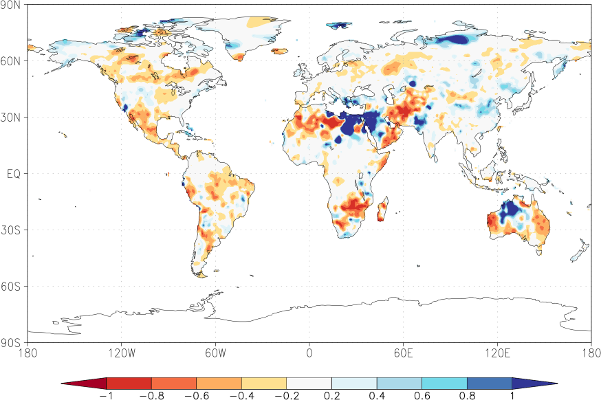 precipitation (rain gauges) anomaly Summer half year (April-September)  relative anomalies  (-1: dry, 0: normal, 2: three times normal)
