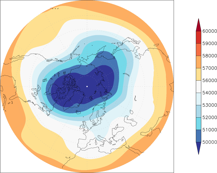 500mb height (northern hemisphere) December  observed values