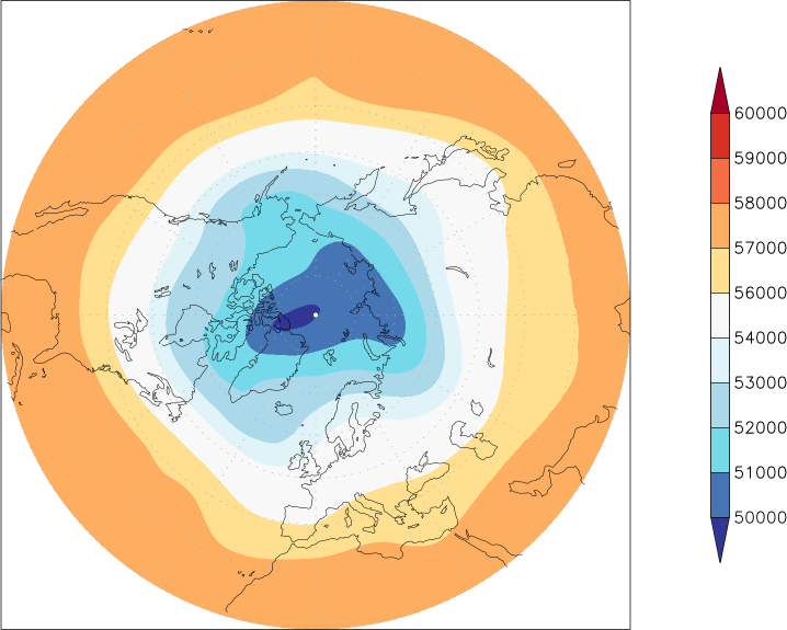 500mb height (northern hemisphere) October  observed values