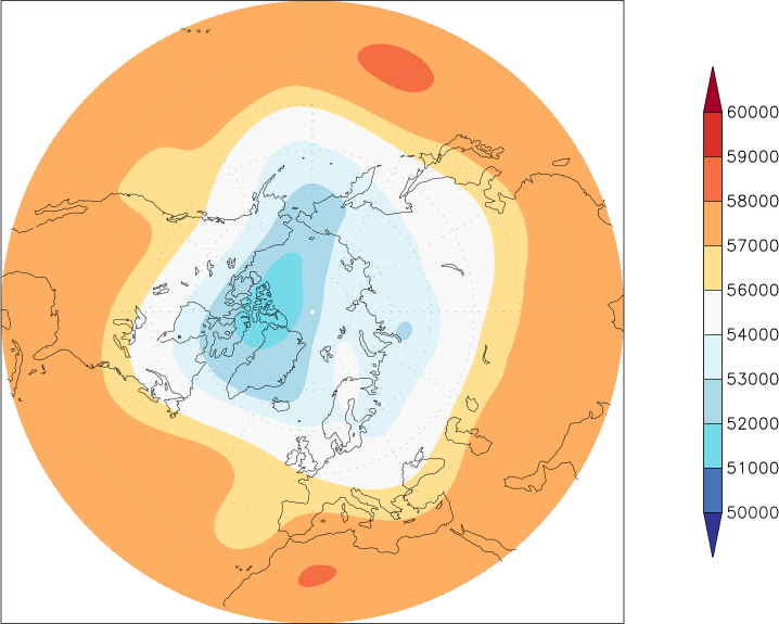 500mb height (northern hemisphere) September  observed values