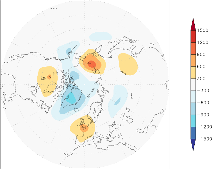 500mb height (northern hemisphere) anomaly August  w.r.t. 1981-2010