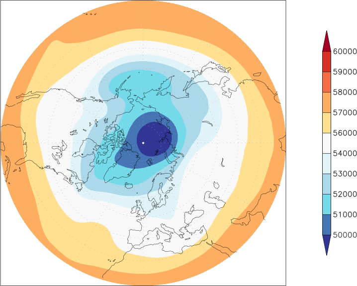 500mb height (northern hemisphere) April  observed values