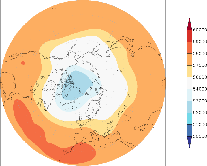 500mb height (northern hemisphere) August  observed values