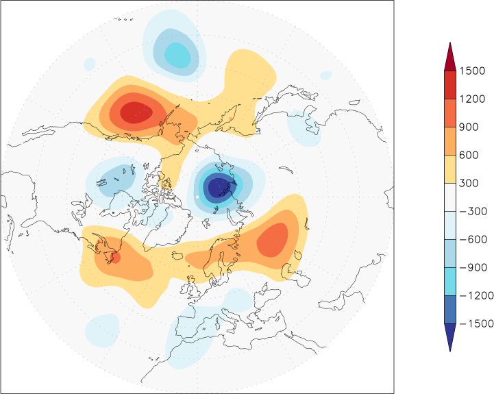 500mb height (northern hemisphere) anomaly October  w.r.t. 1981-2010