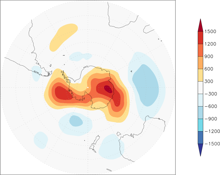 500mb height (southern hemisphere) anomaly July  w.r.t. 1981-2010