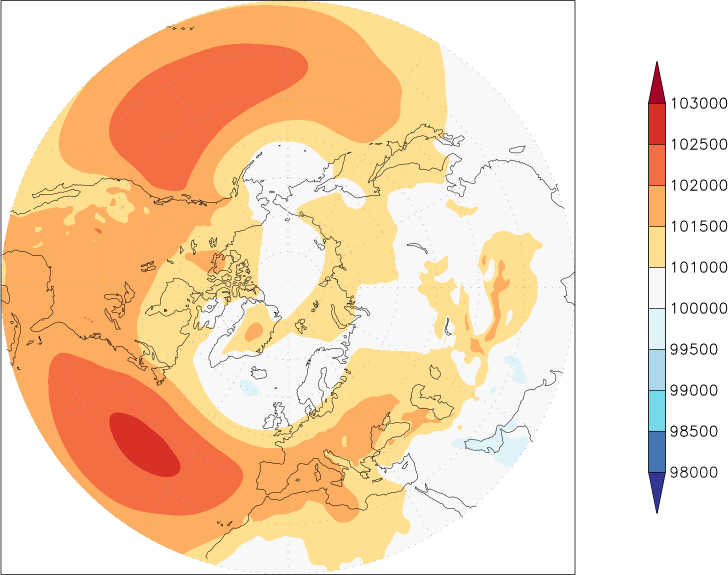 sea-level pressure (northern hemisphere) August  observed values