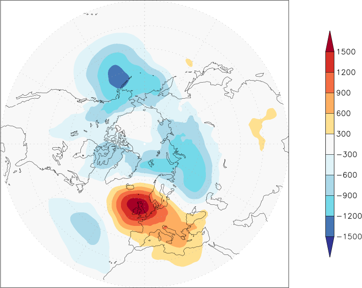 sea-level pressure (northern hemisphere) anomaly January  w.r.t. 1981-2010