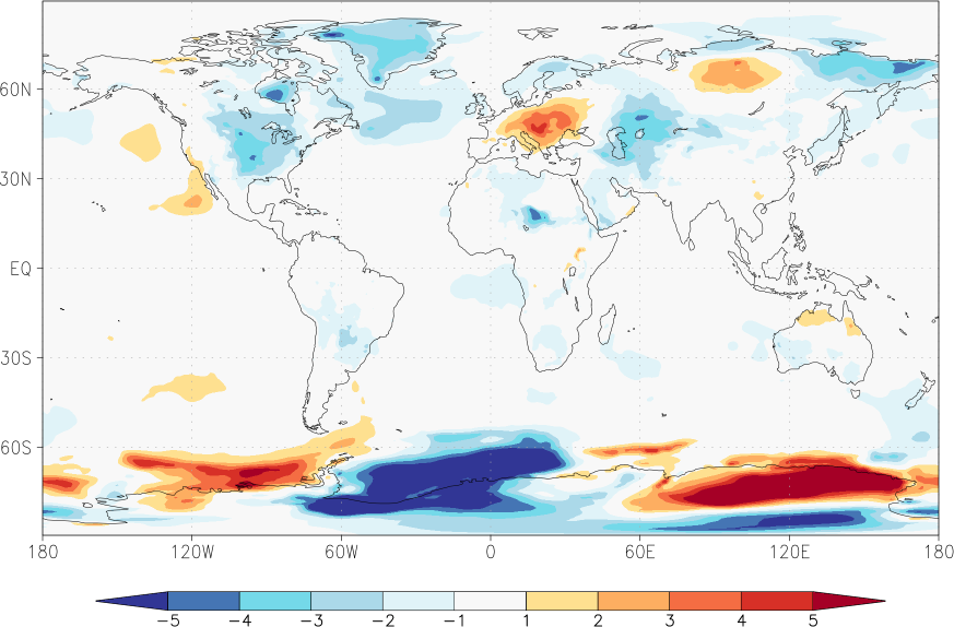 temperature (2m height, world) anomaly August  w.r.t. 1981-2010