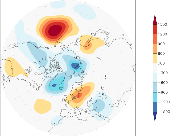 500mb height (northern hemisphere) anomaly December  w.r.t. 1981-2010