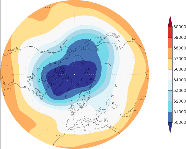 500mb height (northern hemisphere) December  observed values