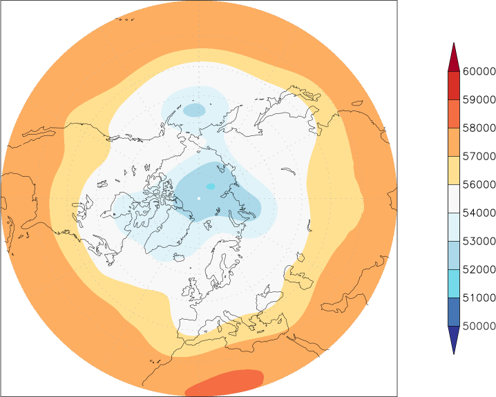 500mb height (northern hemisphere) June  observed values