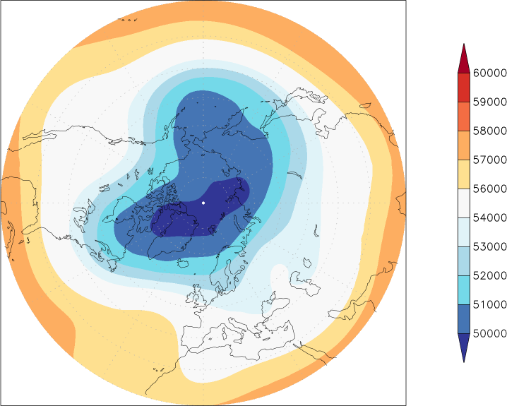 500mb height (northern hemisphere) March  observed values