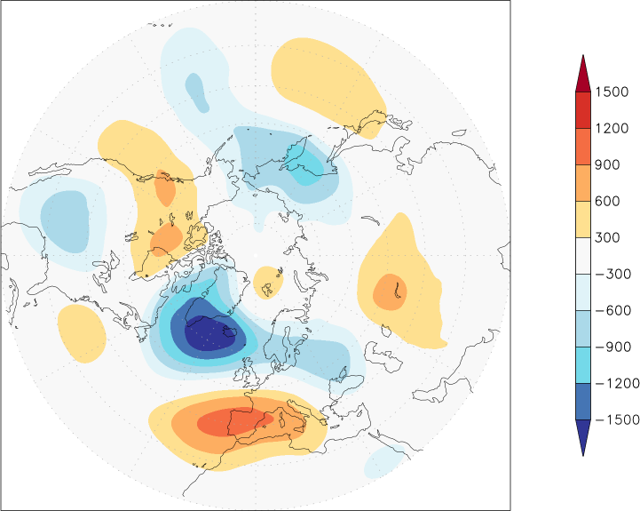 500mb height (northern hemisphere) anomaly November  w.r.t. 1981-2010