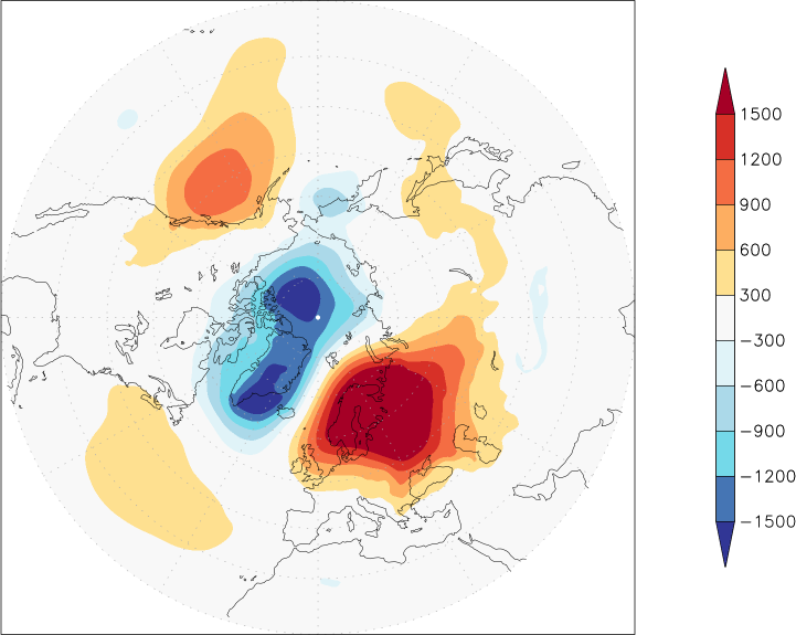 sea-level pressure (northern hemisphere) anomaly November  w.r.t. 1981-2010