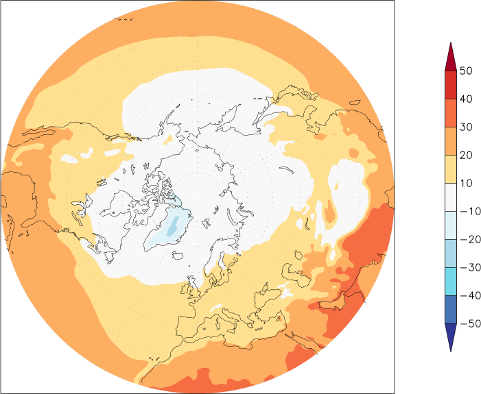 temperature (2m height, northern hemisphere) May  observed values