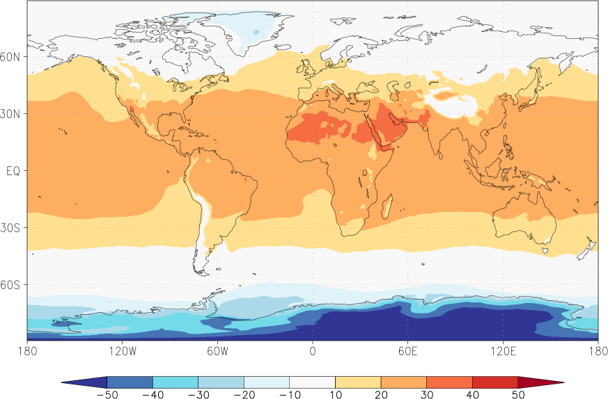 temperature (2m height, world) September  observed values