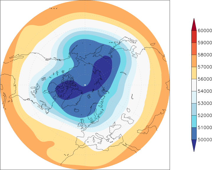 500mb height (northern hemisphere) December  observed values