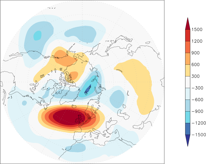 500mb height (northern hemisphere) anomaly February  w.r.t. 1981-2010