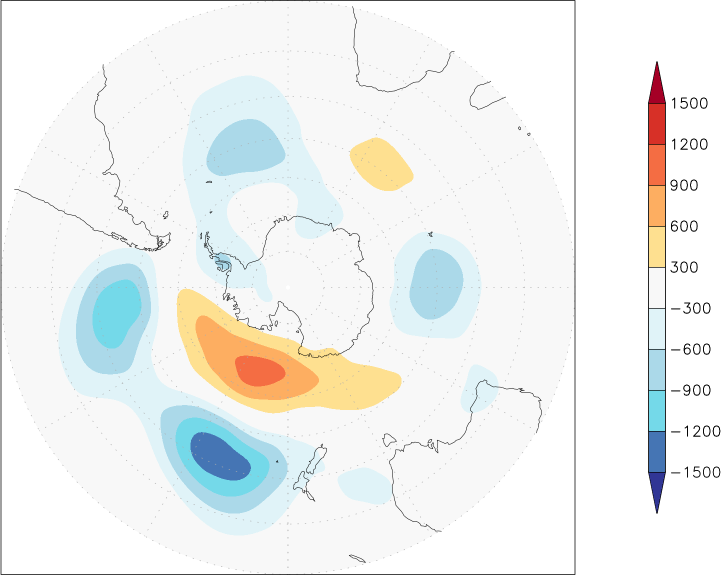 500mb height (southern hemisphere) anomaly March  w.r.t. 1981-2010