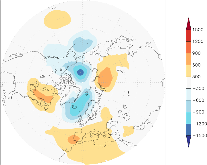 sea-level pressure (northern hemisphere) anomaly December  w.r.t. 1981-2010