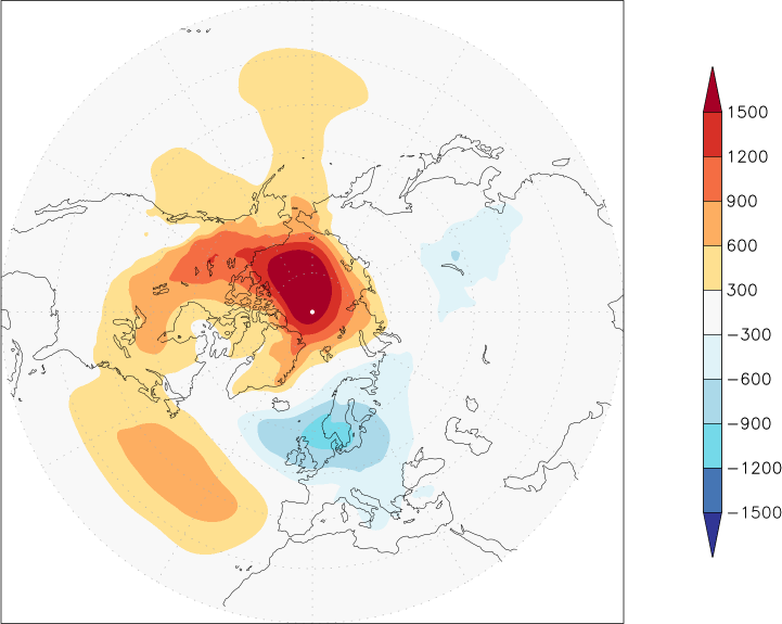 sea-level pressure (northern hemisphere) anomaly January  w.r.t. 1981-2010