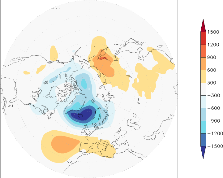 sea-level pressure (northern hemisphere) anomaly March  w.r.t. 1981-2010