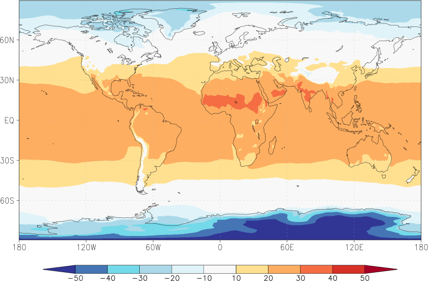 temperature (2m height, world) April  observed values